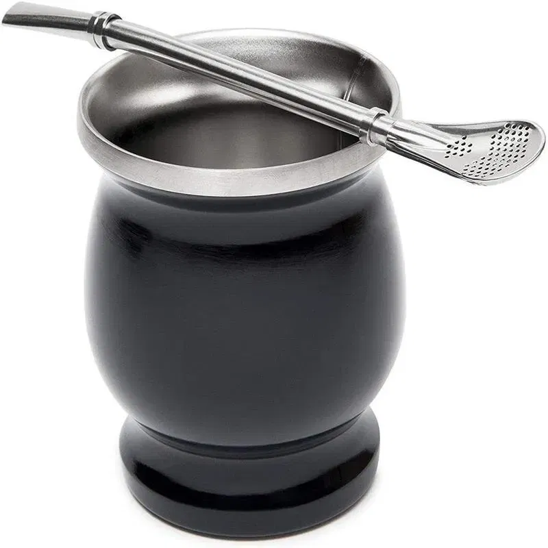 Color: black - Ma Dai Tea Cup Argentina Insulated Straw Cup Insulated Cup Simple Gourd Cup Various Styles of Tea Plum Cup