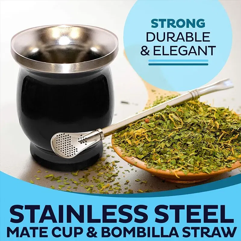Color: black - Ma Dai Tea Cup Argentina Insulated Straw Cup Insulated Cup Simple Gourd Cup Various Styles of Tea Plum Cup