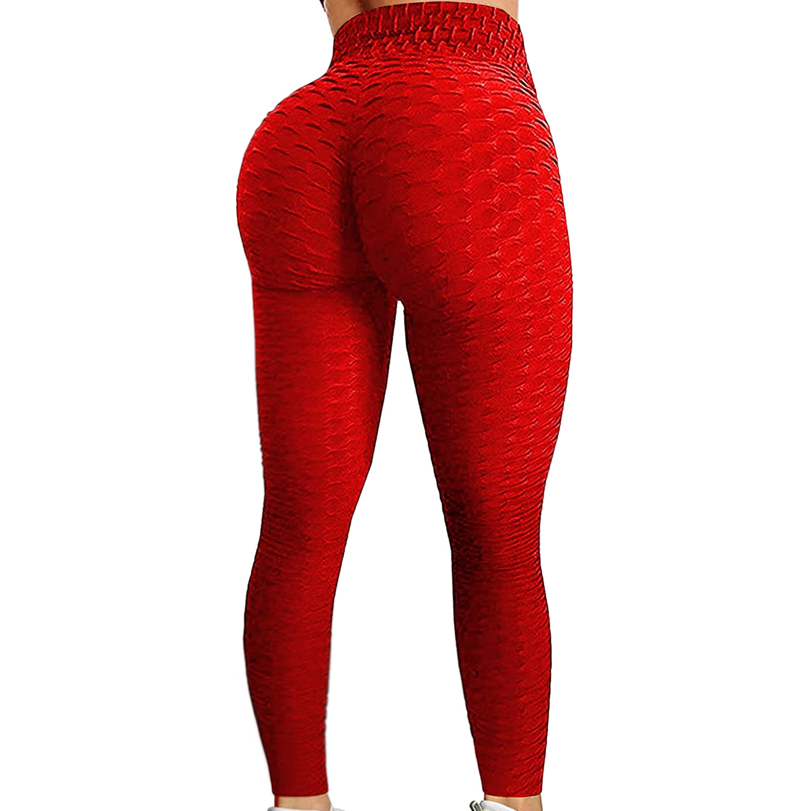 Color: Red, Size: M - Women's Bubble Hip Lifting ExerciseYoga Pants Women  Fitness Running High Waist Gym Fitness Sports Flared Pant  Dance Trouers