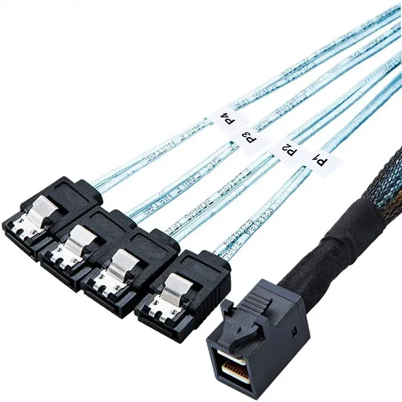Color: Orange - HD Mini SAS 12G SFF-8643 To SATA Cable Adapter,Internal SFF 8643 Motherboard Controller To 4 SATA Hard Drive Converter