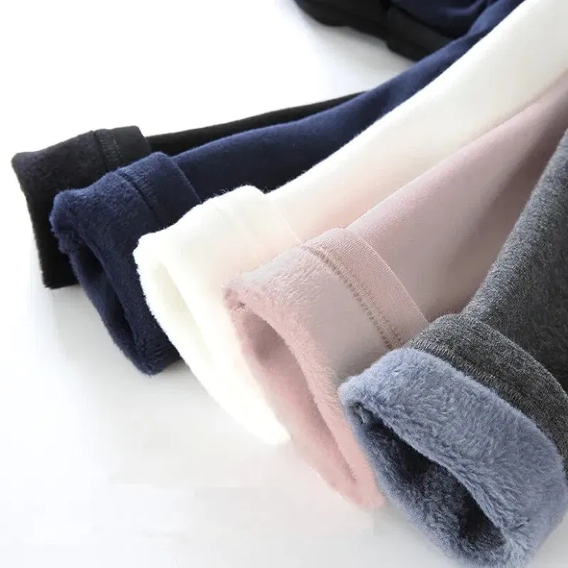 Color: Brown, Kid Size: 2T - 2024 Girls' Pants Children's Winter Thickened Warm Pants Warm Elastic Pink Navy Blue Underpants Boys' Pants