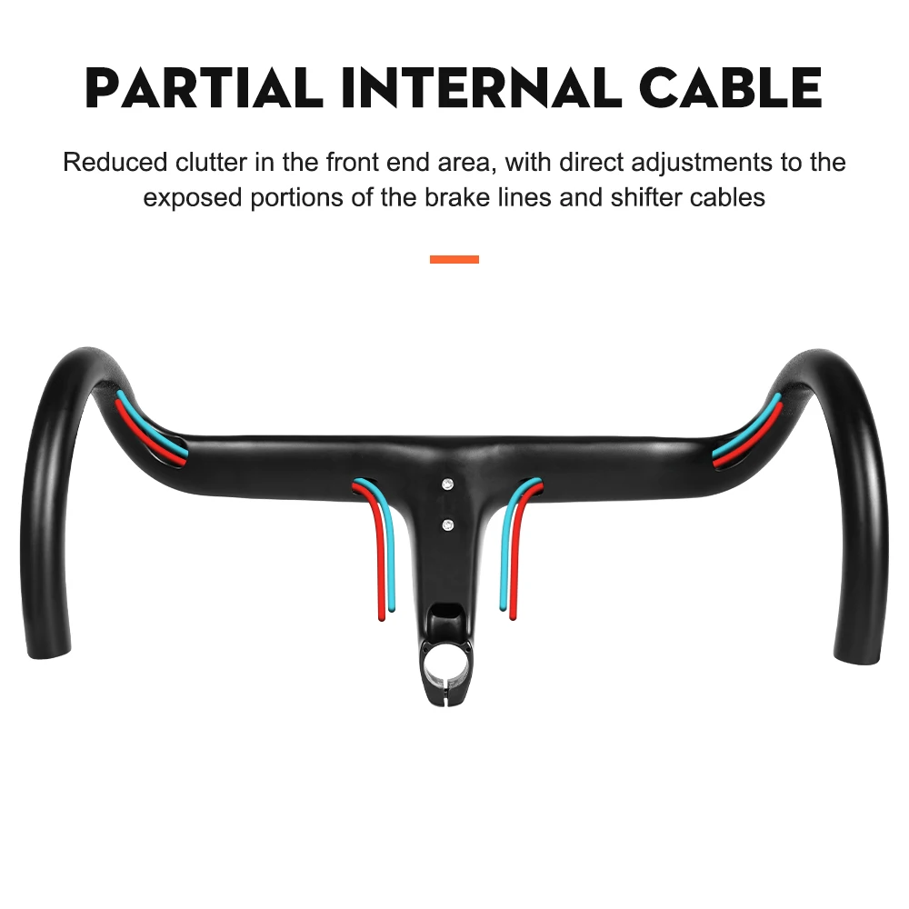 Color: Light Grey - TOSEEK Carbon Handlebar Road Carbon handlebar Drop bar T800 Carbon Integrated Handlebar Di2 Bicycle Accessories Carbon Drop bar