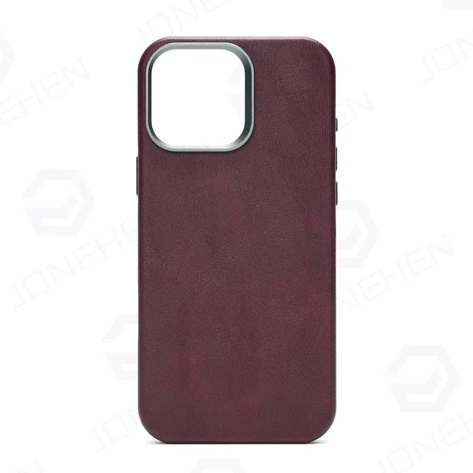 Color: Beige, Material: Genuine Leather - High-end Retro Oil Wax Pattern Magnetic For Magsafe Leather Case For iPhone Air 15 14 Plus 13 16 17 Pro Max Camera Button Cover