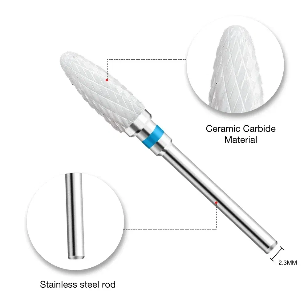 Color: Blue Pearl - Ceramic Carbide Nail Drill Bit Rotate Burr Milling Nail Cutter Bits Electric Drill Machine For Manicure Pedicure Tools