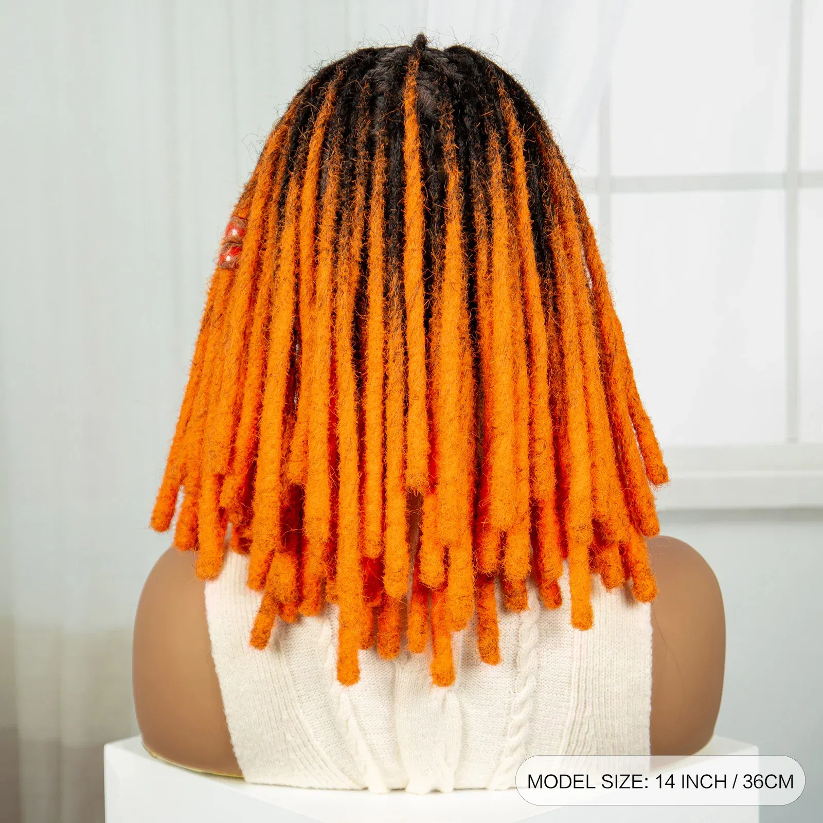 Orange Color Faux Locs Braided Wigs Synthetic Full Lace Knotless Braided Lace Wig for Women Dreadlock Braids Wig with Baby Hair