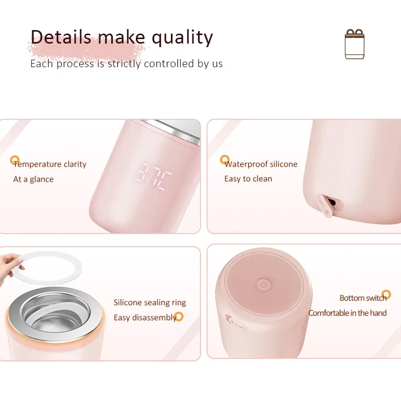 XIMYRA N1S Portable Baby Bottle Warmer, Fast Heating Travel Milk Warmer, 8800mAh Breastmilk Warmer On The Go with 3 Adapters