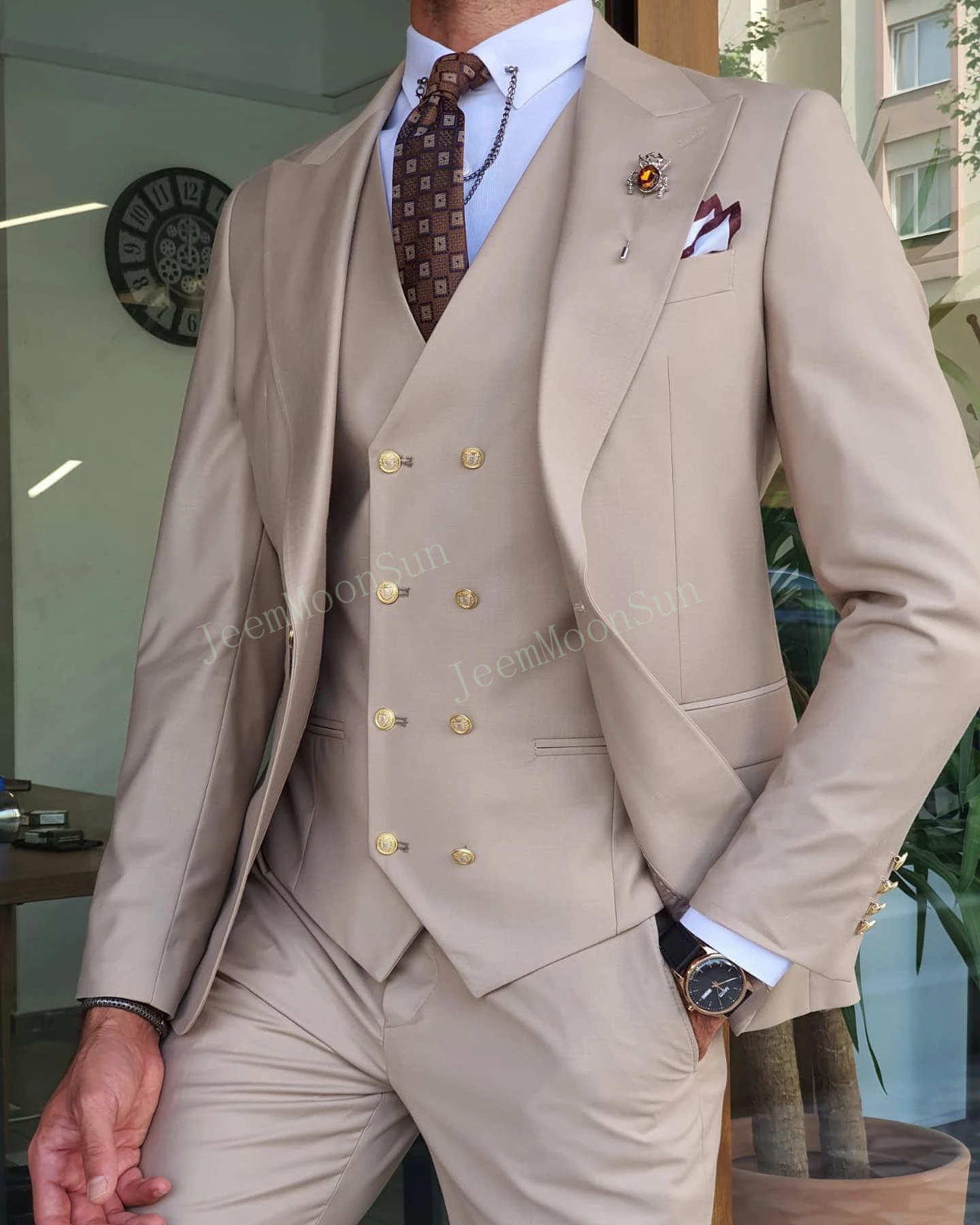 Color: Silver, Size: 6XL, Ships From: CHINA - 3 Pieces New White Men's Suit 2022  Peak Lapel Slim Fit Casual Tuxedos Groom Tailor Made Terno Masculino (Blazer+Pants+Vest)