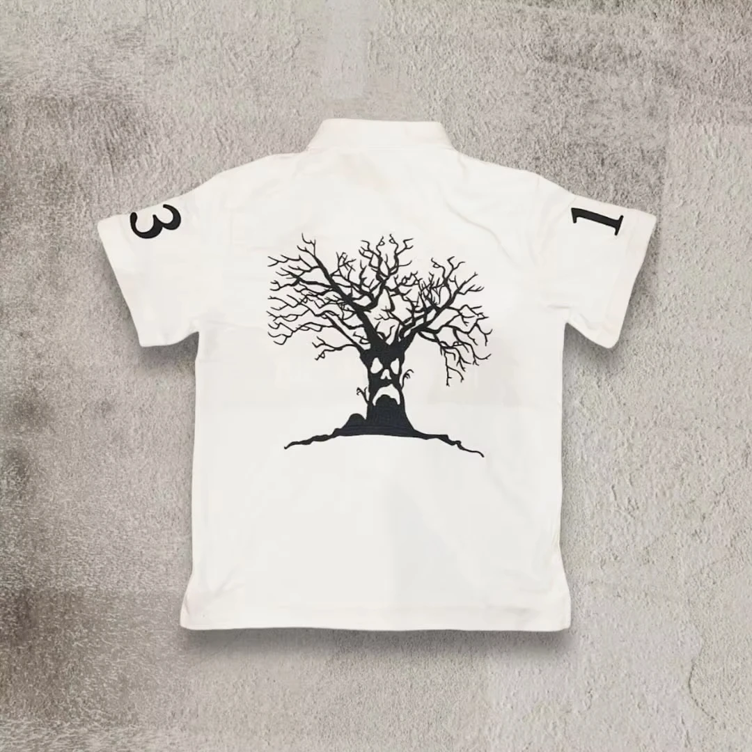 Color: WHITE, Size: XXL - Mens Womens Retro Hip Hop Shirts Y2K Polo Shirts T Shirt Letter Pattern Embroidered Short Sleeve Casual Shirt New Cotton Tops