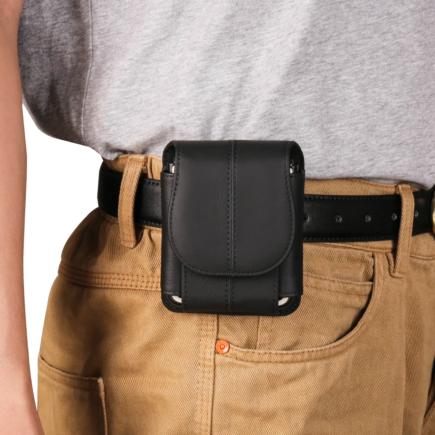 Color: Beige, Ships From: CHINA, Material: Plastic - Cow Leather Belt Clip Case Holster Pouch For Samsung Galaxy Z Flip 6 5 4 3,Moto Razr 50 40 Ultra,Huawei P50 Pocket S Waist Bag