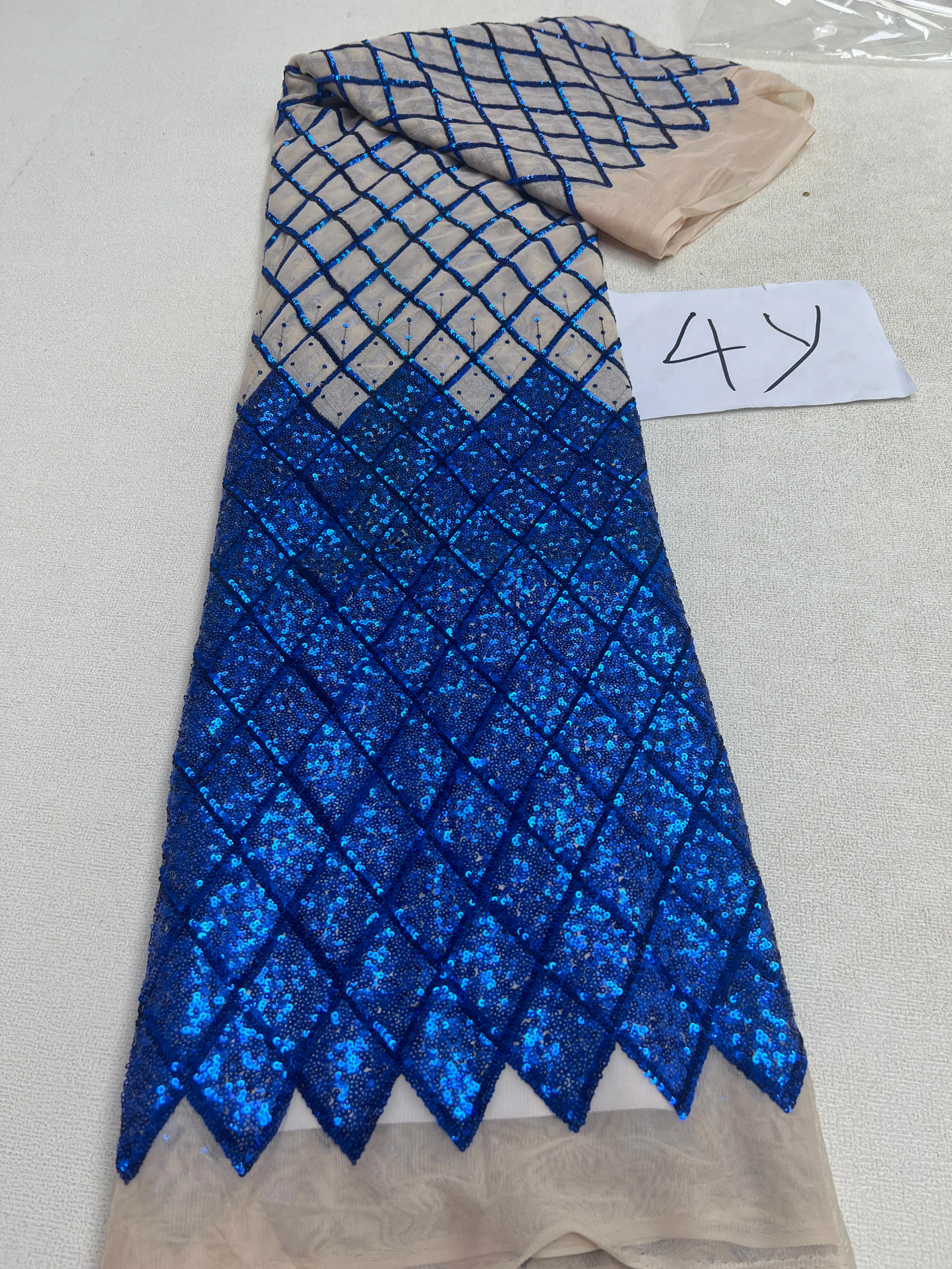 Color: Pink, Length: 5 yards, Width: 120cm - 2025 African Nigerian Tulle Lace Fabric Sequins Sewing Guipure Beads Stone Embroidery Dresses High Quality 4 Yards