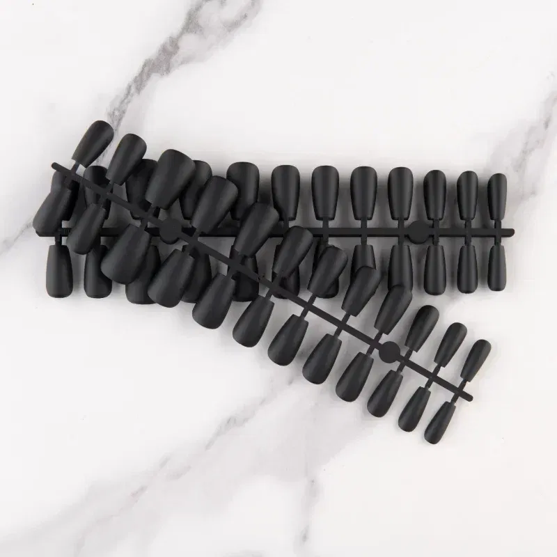 Color: WHITE - 24Pcs Blue Frosted Matte Square False Nail Ballet Press on Nails Tips for Nails Art Artificial Fingernails Fake Nail