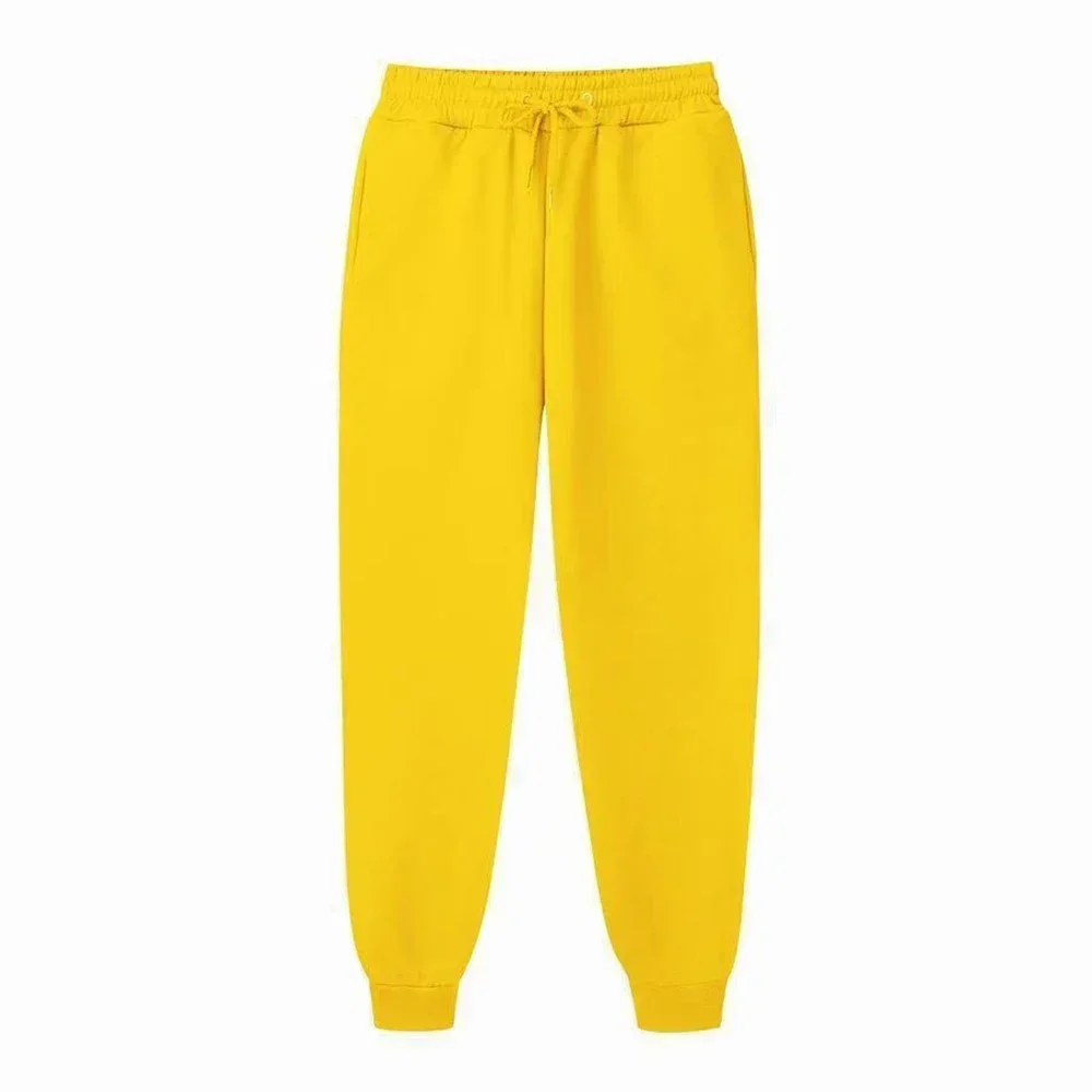 Color: Gold, Size: 4XL - Men's Casual Sweatpants Fleece Sports Pants Unisex Fashion Solid Loose Trousers Streetwear Autumn Winter Jogging Fitness Pants