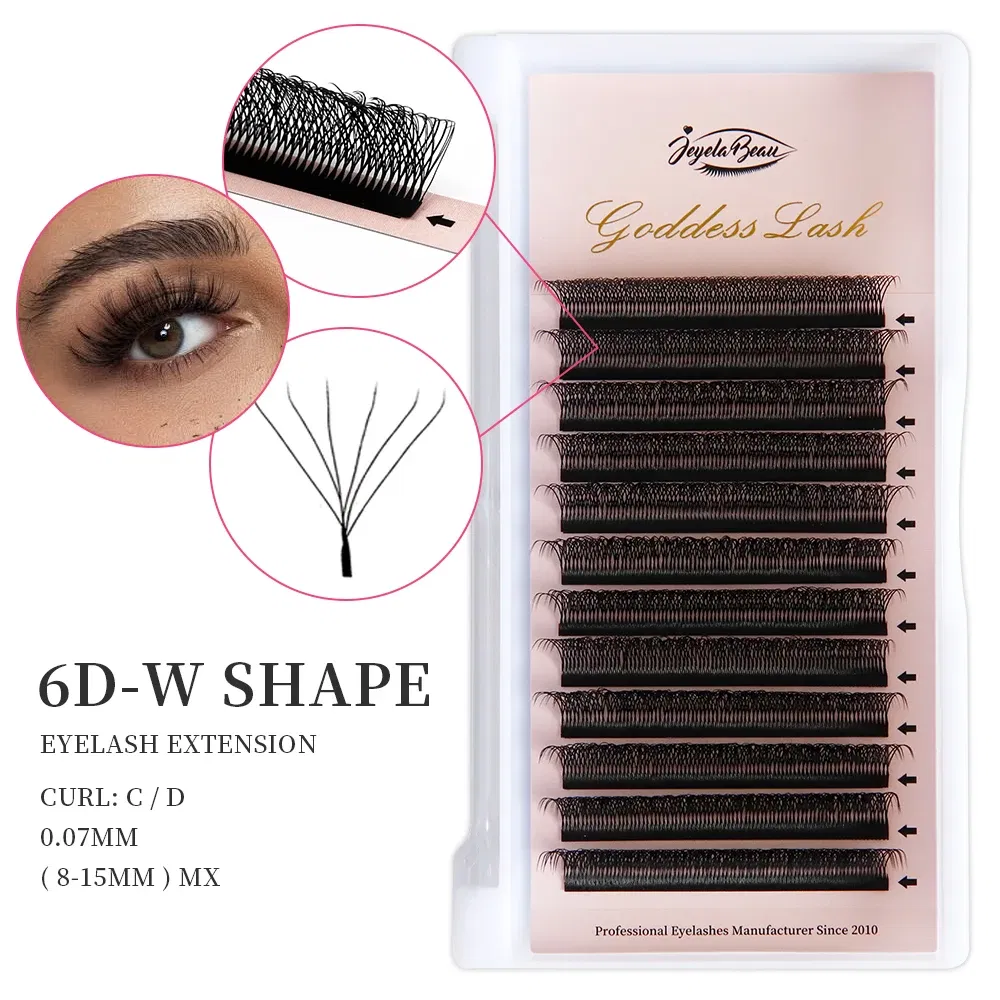 Color: Rose Red, Curl: D, Thickness: 0.07mm, Length: 8mm, Ships From: CHINA - Goddess 3D/4D/5D/6D/7D/8D W Shape lashes 4D Premade Fan Lash Extensions 0.07 C/D Curl Natural Soft High Quality Idividual Lashes
