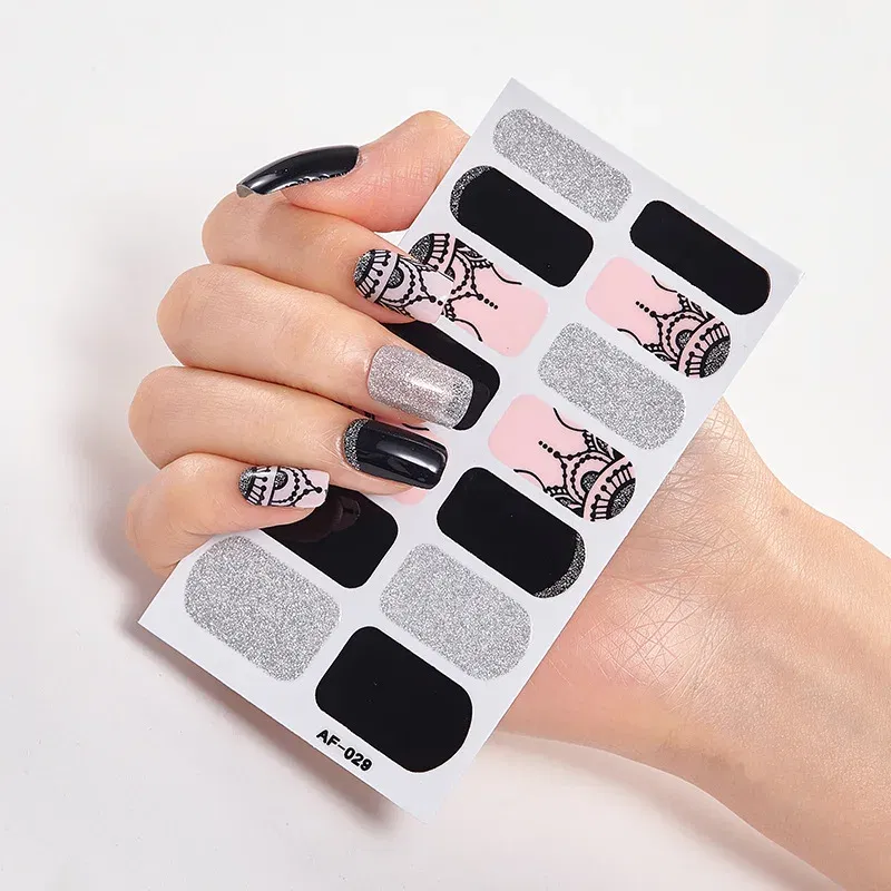 Color: WHITE - Nail Sticker Set Self Adhesive Nail Sticker Nail Strips Nailart Sticker Sticker For Nails Foil Nail Art Stickers 2020 Shiny