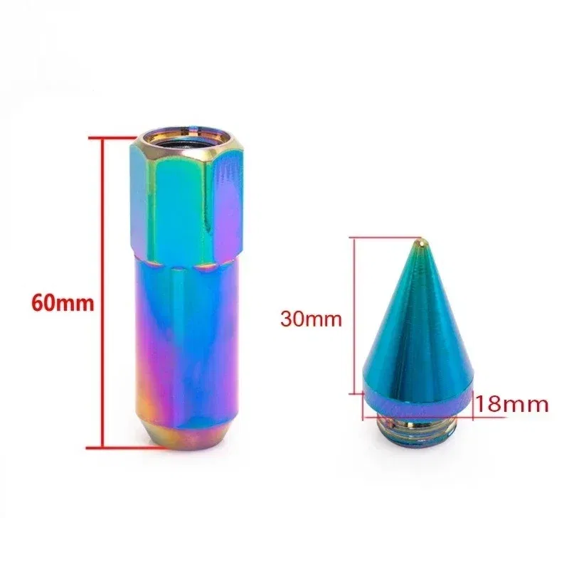 Color Name: Black, Specifications: M12x1.5 - 20pcs 8 Colors Car Accessories Wheel Nuts M12x1.5 M12x1.25 Aluminum 60mm Extended Tuner Spike Lug Nuts For Cadillac Lincoln