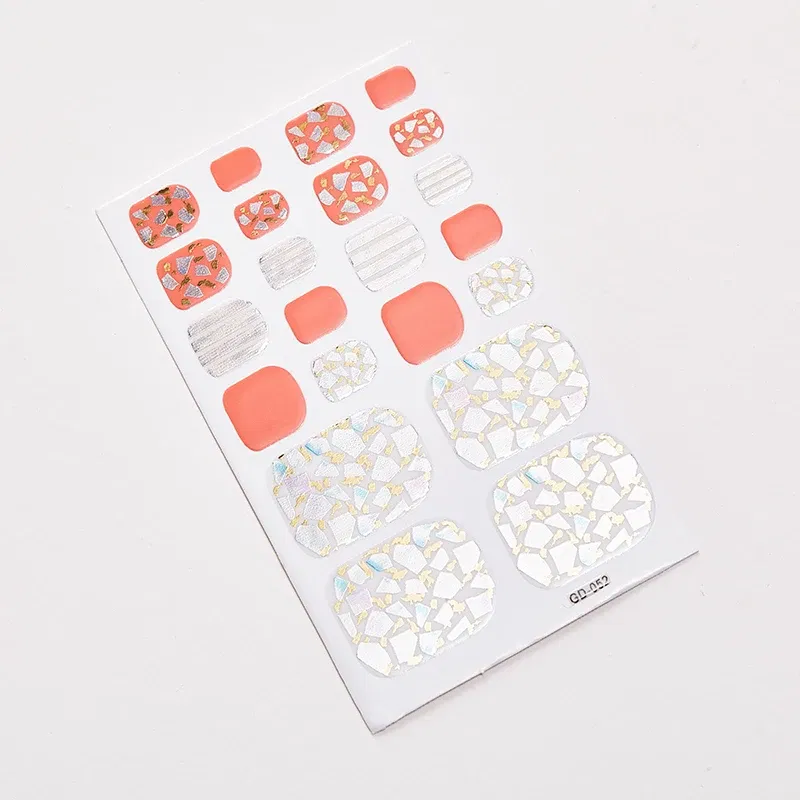 Color: Black/Gold - 22 Tips/Sheet Women Salon Nail Wraps DIY Self Adhesive Nail Sticker Decals Plain Stickers Nails Sticker Designer Designed