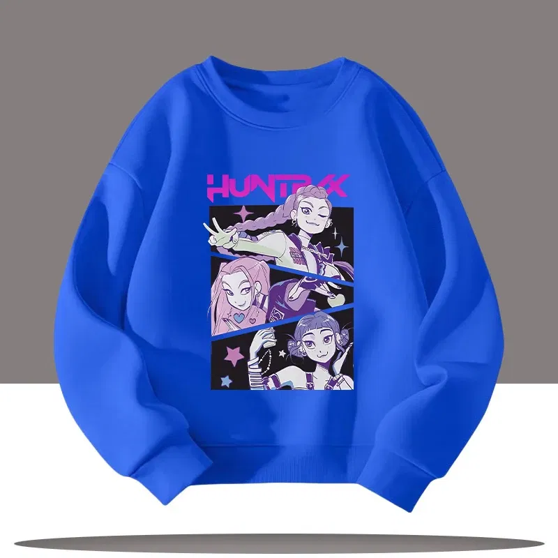 Color: Khaki, Kid Size: 9 - Children's Clothing K-pop Demon Hunters Cartoon Print 3-12 Year Old New Style Kids Round-neck Sport Shirt Cute Girl Casual Top