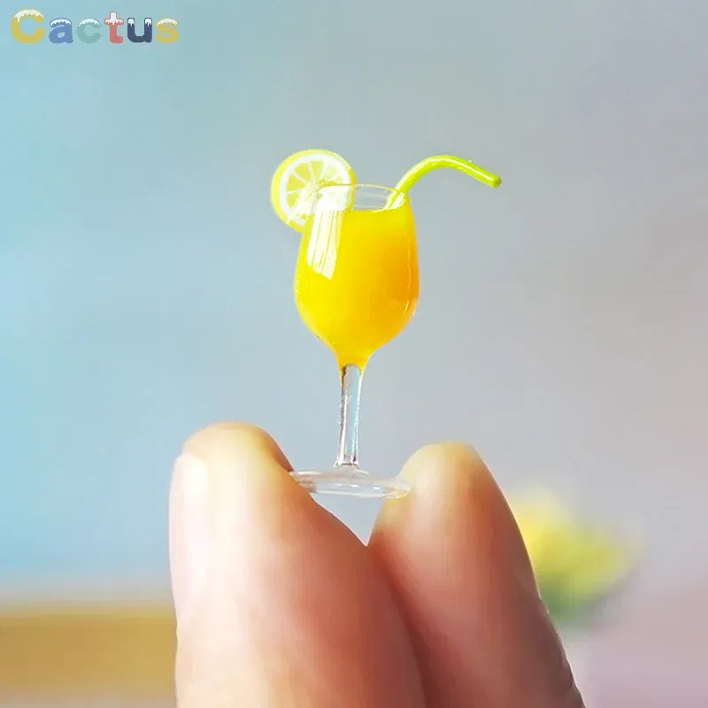Color: Blue - Miniature Toy Cocktail Drinks Doll Toys Dollhouse Accessories Miniature Items For 1:6/1:12 Doll House Kitchen Ornaments