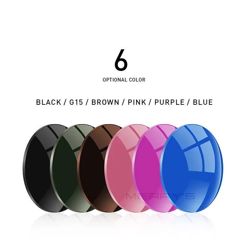 Lenses Color: Pink, Lens Index: 1.61 - MERRYS Photochromic Gray Green Brown Pink Purple Blue Series 1.56 1.61 1.67 Prescription Glasses Lenses For Myopia Hyperopia