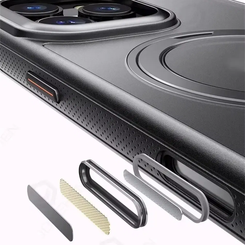 Color: Beige, Material: Plastic - 360?° Rotation Ring Stand Magnetic Case For iPhone 13 14 15 16 17 Pro Max 16E Matte Military Shockproof Armor Cover For Magsafe