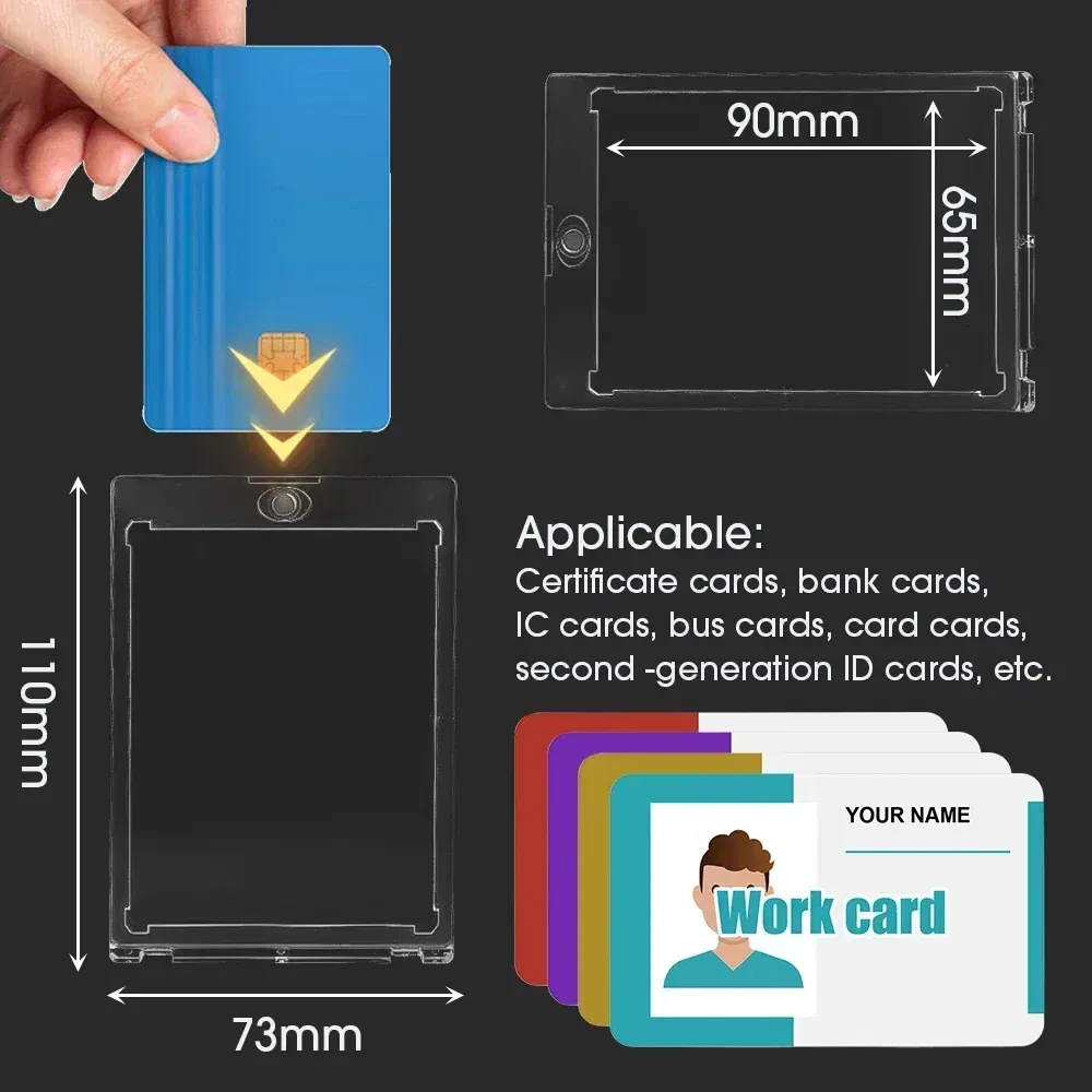 Color: Light Grey - 10-1Pcs 35PT Hard Magnetic Card Holder for Kpop Idol Photo Cards Protective Sports Trading Card Toploaders Sleeves Display Case