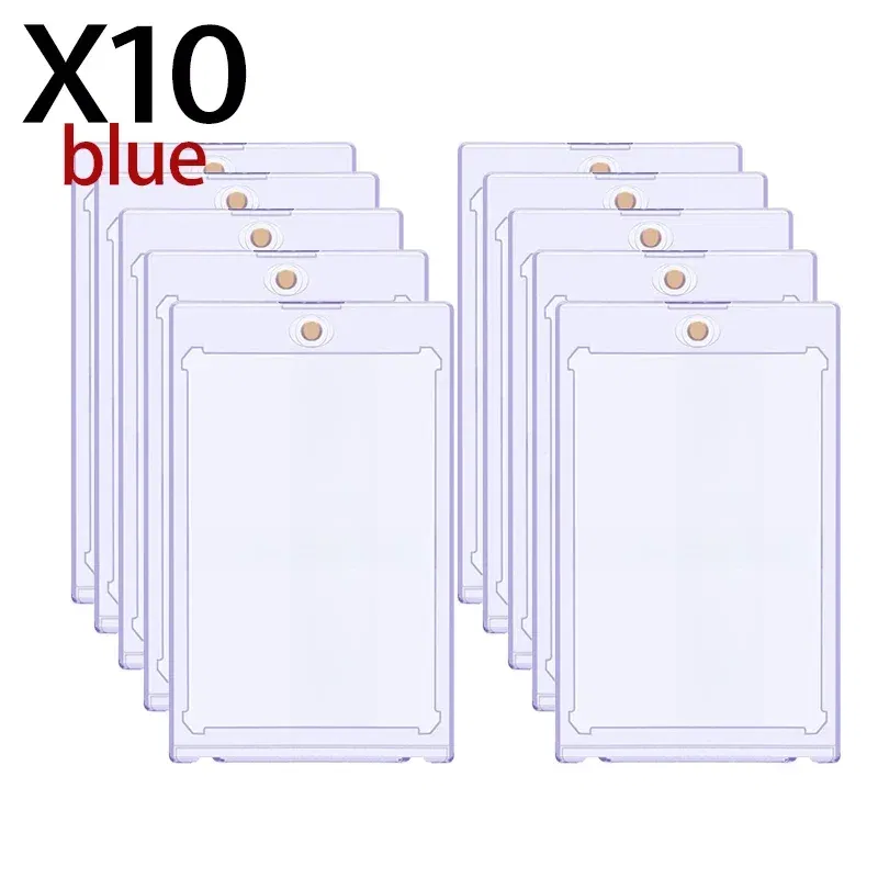 Color: Light Grey - 10-1Pcs 35PT Hard Magnetic Card Holder for Kpop Idol Photo Cards Protective Sports Trading Card Toploaders Sleeves Display Case