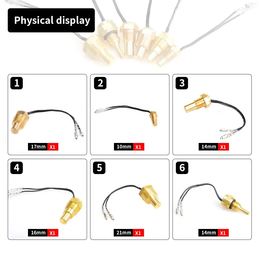 Color: Blue - 12V/24V Universal Water Temperature Sensor For Water Temperature Gauge 10MM 14MM 16MM 17MM 21MM 1/8 3/8 1/2