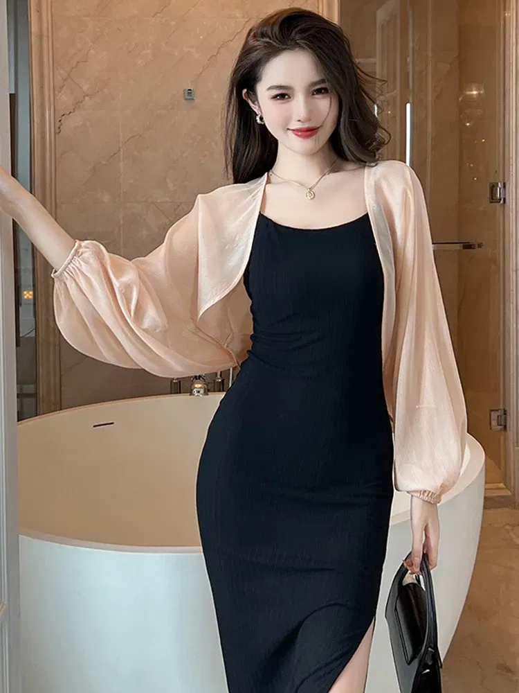 Color: Pink, Size: XL, Ships From: CN - 2023 Elegant Chic Sunscreen Tops Women's Summer Thin Cardigan Coat Light Thin Long Sleeve Back Slit Outwear Sheer Loose Jackets