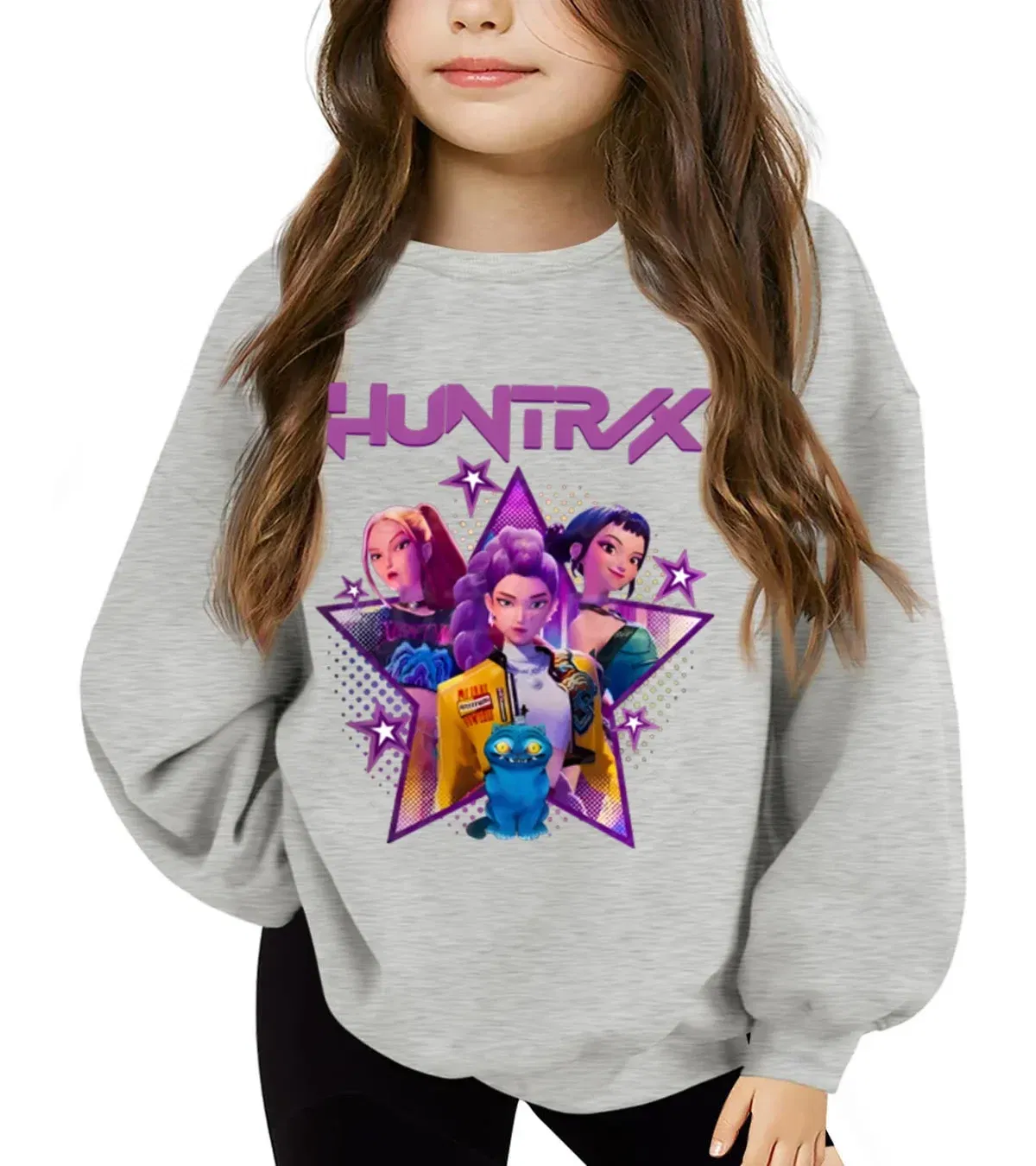 Color: Gold, Kid Size: 3T - KPop Demon Hunters Huntrix Sweatshirts Kids Clothes Long Sleeve Autumn Pullover Boys Girls Hoodies Children Casual O-Neck Tops