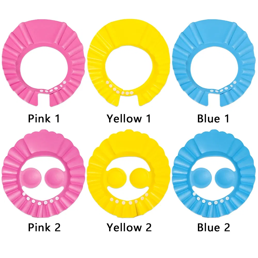 Color: WHITE - Baby Shower Soft Cap Adjustable Hair Wash Hat for Kids Ear Protection Safe Children Shampoo Bathing Shower Protect Head Cover