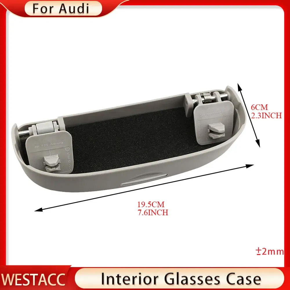 Color Name: GRAY - Car Sunglasses Holder Glasses Case Box for Audi A3 A4 B6 B8 A6 C6 80 B5 B7 A5 Q5 TT 8P 100 8L C7 8V A1 S3 Q3 A8 B9 A7 2012-2021