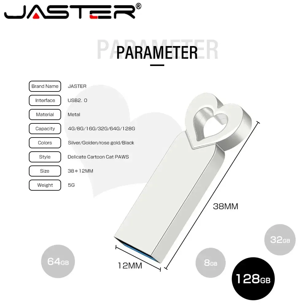 Capacity: 32GB, Color: Gold - Mini Metal Heart Shaped USB Flash Drive 64GB Black Portable Pen Drive 32GB High Speed Memory Stick 16GB Waterproof USB Stick