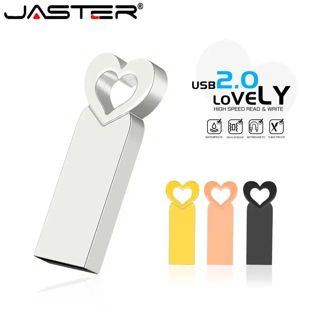 Capacity: 32GB, Color: Gold - Mini Metal Heart Shaped USB Flash Drive 64GB Black Portable Pen Drive 32GB High Speed Memory Stick 16GB Waterproof USB Stick
