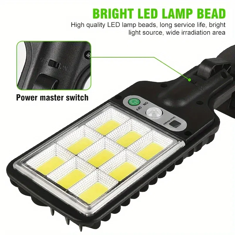 Emitting Color: changeable - 28SMD/108COB Sensor Street Lamp 3 Light Modes Outdoor Waterproof Security Solar Lamps for Garden Patio Path Remote Control Light