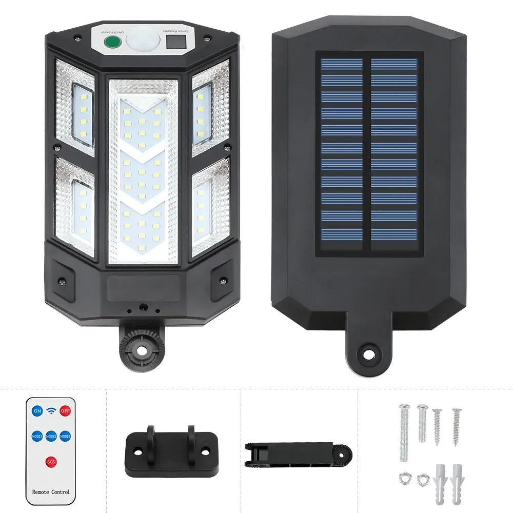 Emitting Color: changeable - 28SMD/108COB Sensor Street Lamp 3 Light Modes Outdoor Waterproof Security Solar Lamps for Garden Patio Path Remote Control Light