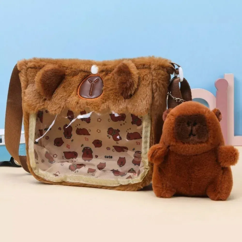 Color: SKY BLUE - Shoulder Bag Capybara Plush Backpack Animals Students School Bag Couple