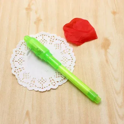 Color: Yellow - Luminous Light Pen Magic Purple 2 In 1 UV Black Light Combo Drawing Invisible Ink Pen Learning Education Toys for Child