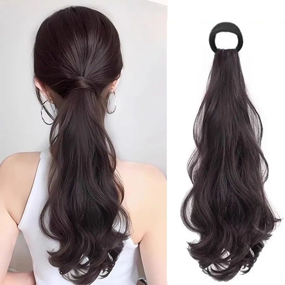 Color: #35, Stretched Length: 20inches - Synthetic Ponytails Hair Extension With Rubber Band Long Curly Wavy Layered Ponytail For Women Daily Use Heat Resistant Hair Wig
