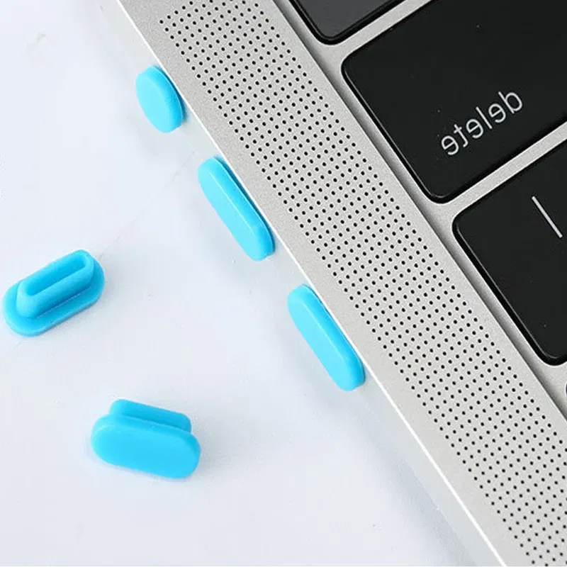 Color: green - Anti Dust Dirt Plug for MacBook Pro16 MacBook Air 13 MacBook 13 15 Pro Touch Bar Silicone Port Plugs Cover Set 5pcs/set