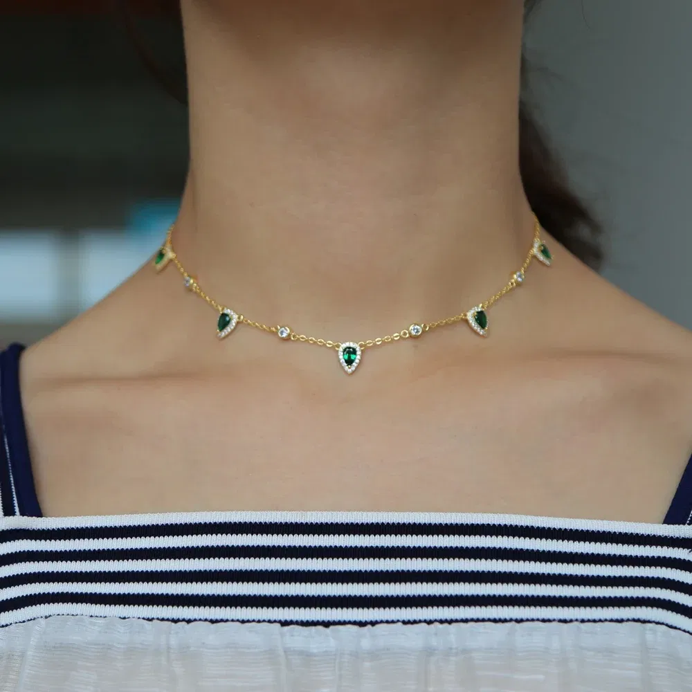 Metal Color: Gold-color - Bohemia NEWest gold color Pink stone statement chain necklace choker fashion jewelry for women elegance gift stylish jewelry