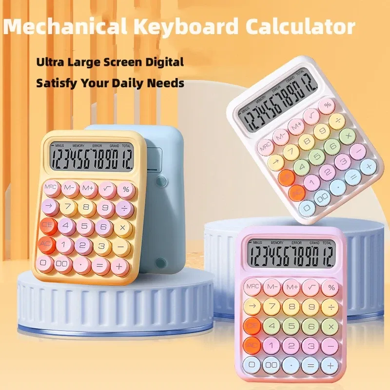 Color: PURPLE - Ins Dopamine Candy Color Calculators Large Display Mechanical Dot Keyboard Back To School Supplies Students/Finance Stationery