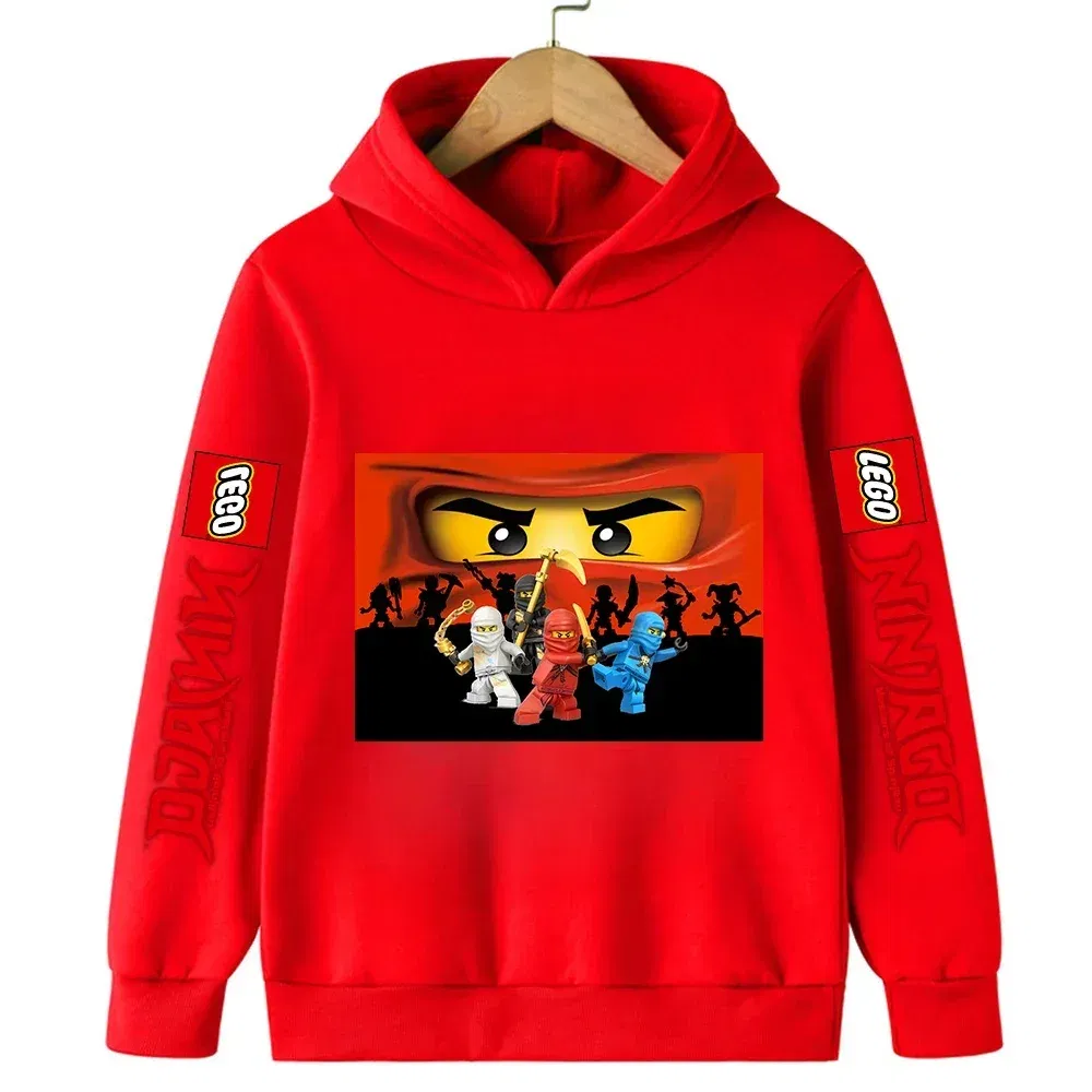 Color: Yellow, Kid Size: 13 - Lego Phantom Ninja Cartoon Children's Hooded Hoodies Casual Sports Sweatshirt 3-13 Year Old Boy Kid Baby Girls Clothes Pullover