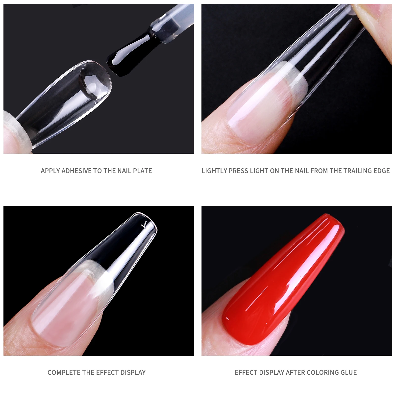 Color: Violet - 1 Box Clear Acrylic Long Fake Nails Capsules Almond French Coffin Full Half Cover False Nails Artificial Nail Soft Gel Tips