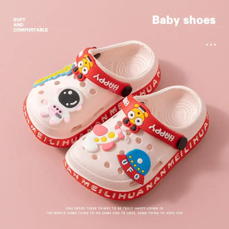Color: black, Shoe Size: 4 - Children Garden Shoes Cute EVA Cartoon Beach Sandals Babies Summer Slippers High Quality Soft Kids Outdoor Slippers Flip Shoes