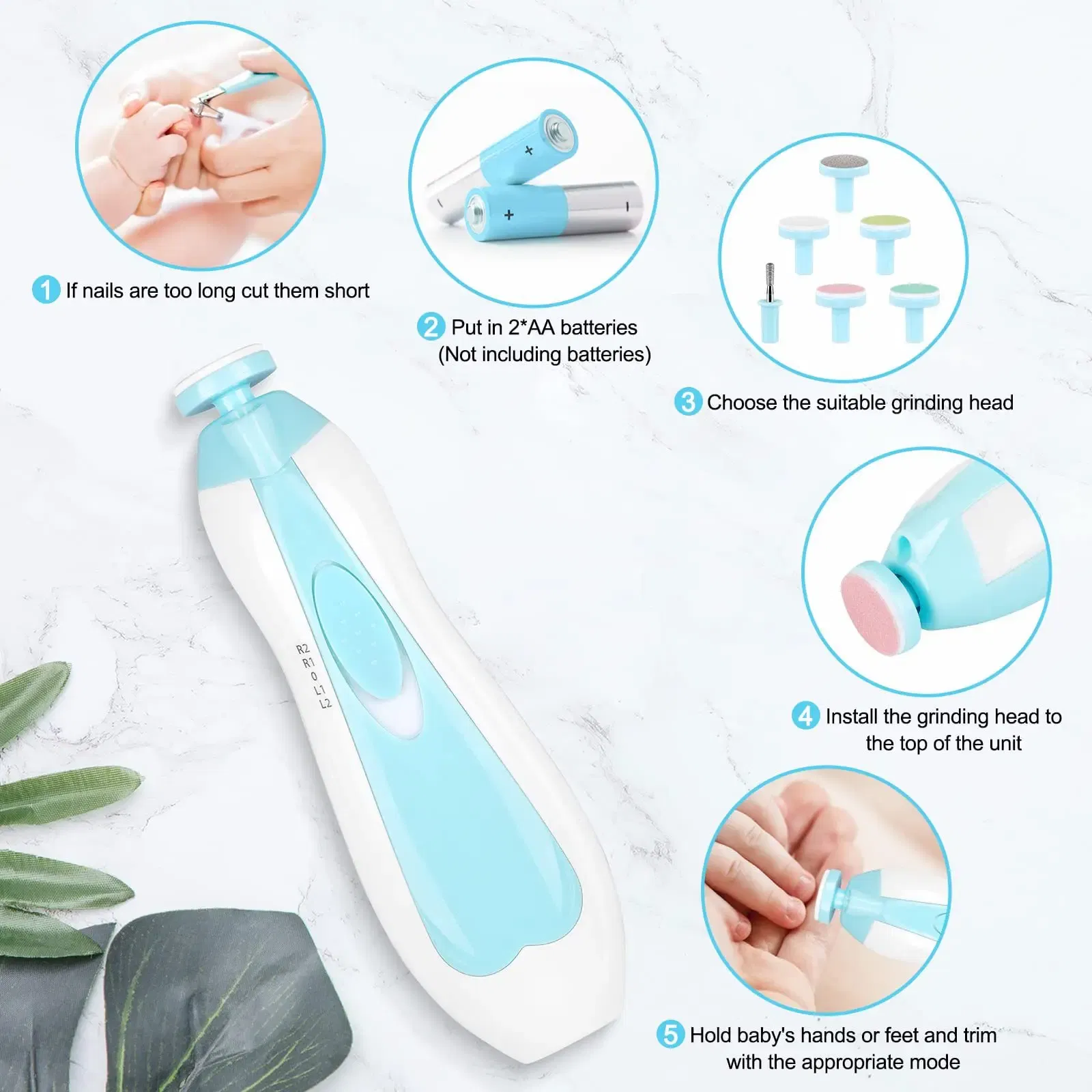 Color: Pink - Baby Electric Nail Trimmer Kid Nail Polisher Tool Baby Care Multifunctional Fingernail Cutter Trimmer Infant Manicure Set