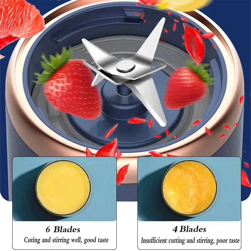 Color: Yellow, Ships From: CHINA - Portable 400ml Mini Fruit Juicer USBCharging Lemon Orange Fruit Juicing Cup Smoothie Blender Machine kitchen appliances