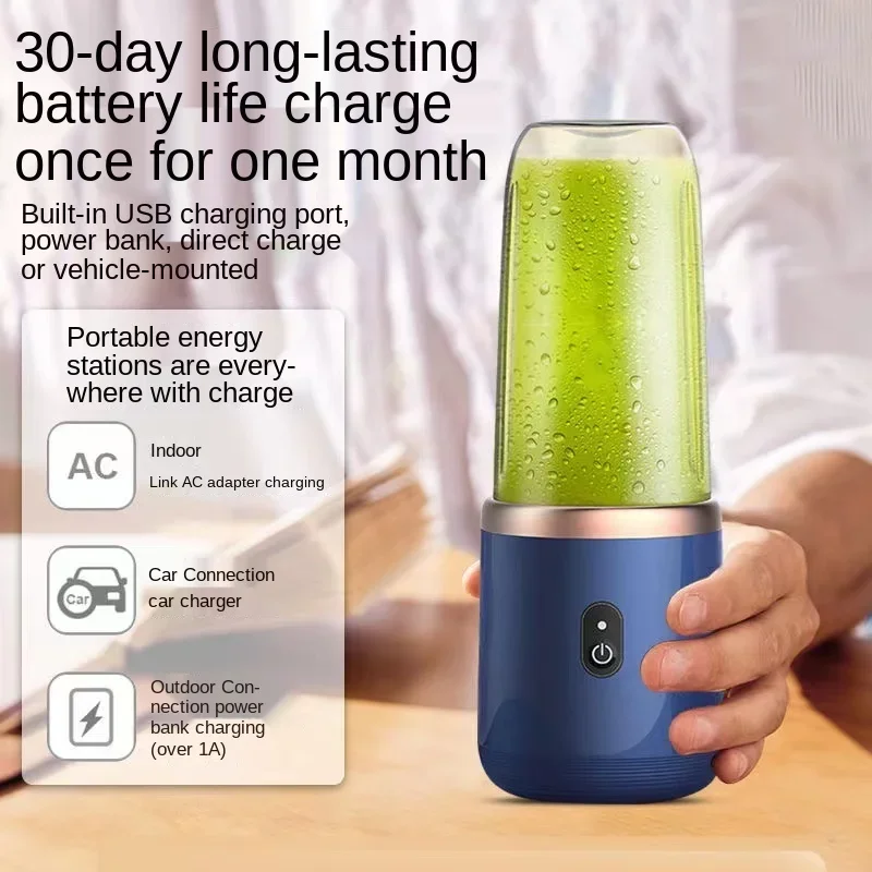 Color: Yellow, Ships From: CHINA - Portable 400ml Mini Fruit Juicer USBCharging Lemon Orange Fruit Juicing Cup Smoothie Blender Machine kitchen appliances
