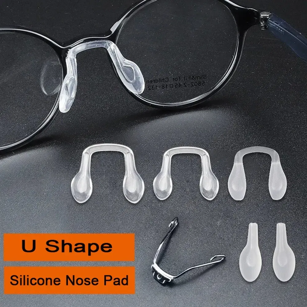 Color: WHITE - 1pair Silicone U Shape Nose Pad Arm Eyeglasses Anti Slip Accesssory