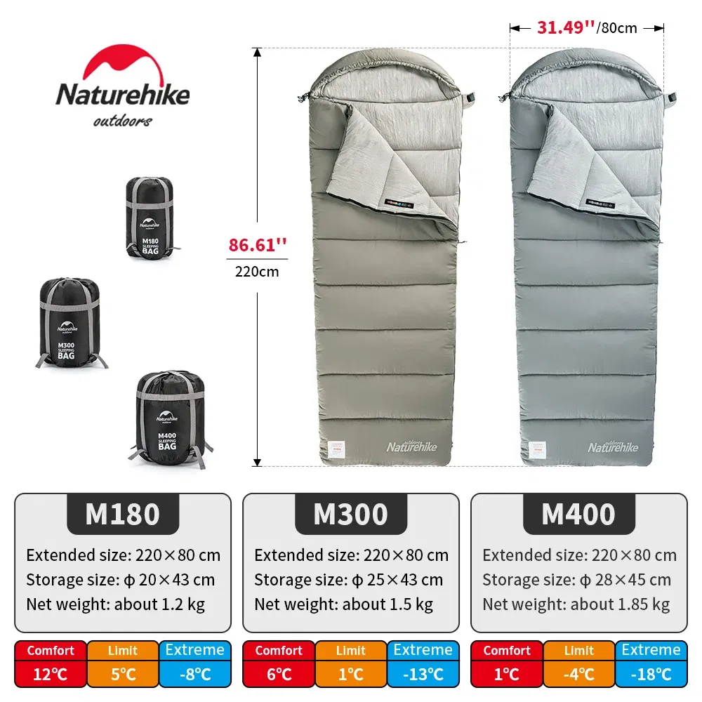 Color: light yellow, Ships From: CN - Naturehike Sleeping Bag M180 Lightweight Sleeping Bag M300 Double Camping Sleeping Bag M400 Machine Washable Winter Sleeping Bag
