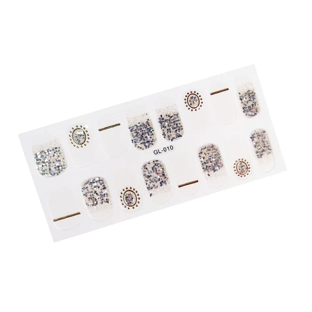 Color: WHITE - 16 Tips/Sheet Patterned Nails With Creative Nail Polish Nail Art Stickers 2020 Temporary Tattoos Kids Full Cover Nail Stickers